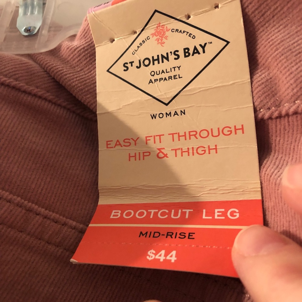 NWT St John Bay Pink Corduroy Pants SZ 18 W